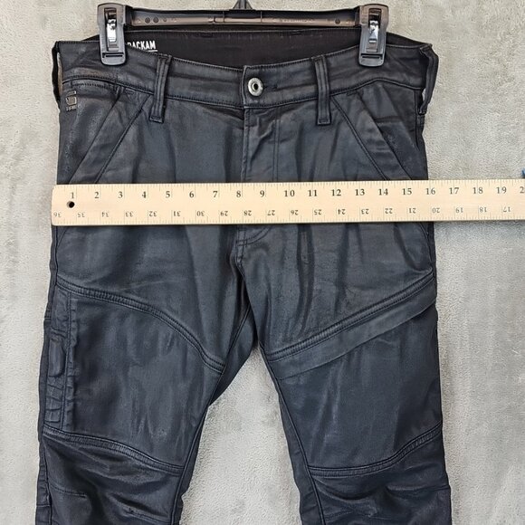 G-Star Raw Jeans Mens Size 30 Waxed Black Rackam 3D Skinny Double Knee Lyocell - Picture 14 of 16